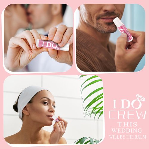 Suttmin 24 Pcs Bachelorette Lip Balm I Do Crew Wedding Party Gifts Bachelorette Lip Balm Gift Wedding Favors for Party Guest Supplies(Pink)