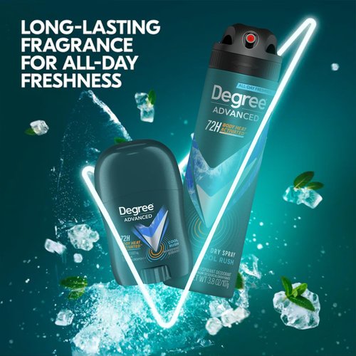 Degree Men’s Deodorant Antiperspirant Bundle – 72H Advanced Protection Dry Sprays + 72H Mini Deodorant Sticks, Cool Rush Scent (4 Piece Set)