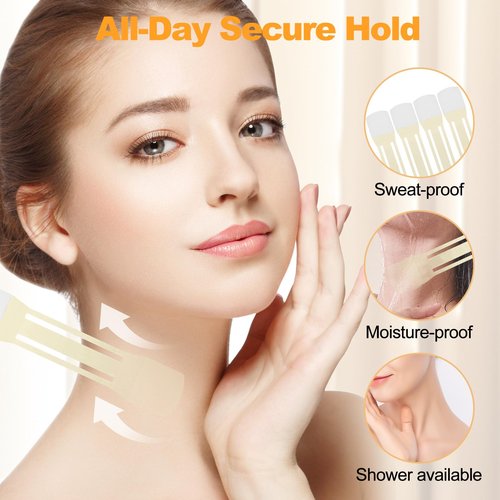 Snifflink Invisible Neck Lift Tape for Women - Instant Neck Tape Lifting Invisible for Turkey Neck & Double Chin - Waterproof Neck Tightening and Lifting Strips for Sagging Skin (Clear, 20 Pcs)