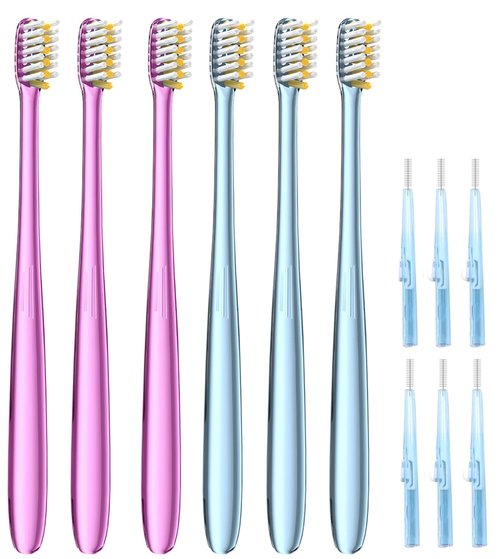 JTF Orthodontic Manual Toothbrush for Braces: 6 U-Shaped Tooth Brush with 6 Interdental Brushes, Ultra-Durable Bristles for Stain Removal and Deep Oral Clean, Toothbrushes for Tooth with Dental Device