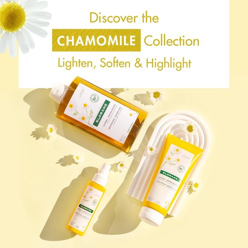 Klorane Brightening Shampoo with Chamomile - Enhance Blonde Highlights & Shine - Ultra-Gentle, Vegan - 13.5 fl. oz.