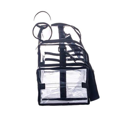 Large Professional Free Standing Clear PVC Makeup Artist Set Bag Transparent Makeup Brush Buddy Make up Kits Organizer Carry All MUA Travel Cosmetic Bag with 8 Dividers and Tissue Holder