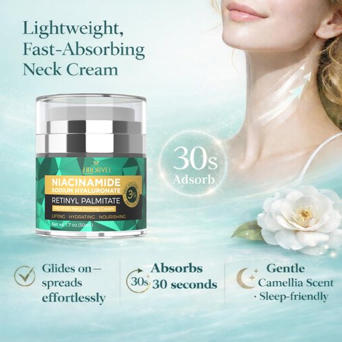 Hrorvei Neck Firming Cream Retinol Collagen Hyaluronic Acid Anti Aging Wrinkle Cream For Women Mens Face Neck Chest Jawline Tighten and Lift1.7 fl.oz