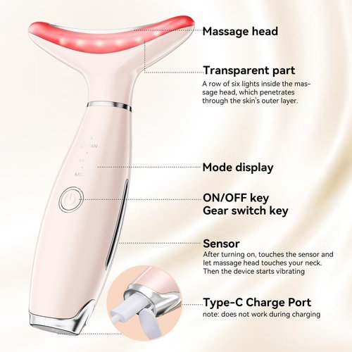 Neck Face Massager, Portable Face Sculpting Tool, 3 Modes Facial Massager, Face Massager Tool for Skin Care (Nude)