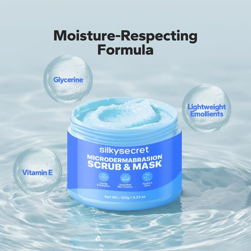 SilkySecret Face Exfoliator (4.23 Oz), Face Scrub, Microdermabrasion Facial Scrub Exfoliator with Natural Pumice, Peptides & Botanical Extracts, Facial Exfoliator for Smooth and Refreshed Skin