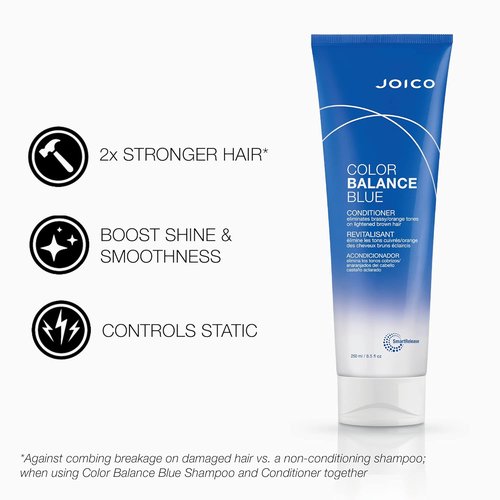 Joico Color Balance Blue Shampoo & Conditioner - Eliminate Brassy Tones | Boost Color Vibrancy | Protect Against UV Radiation