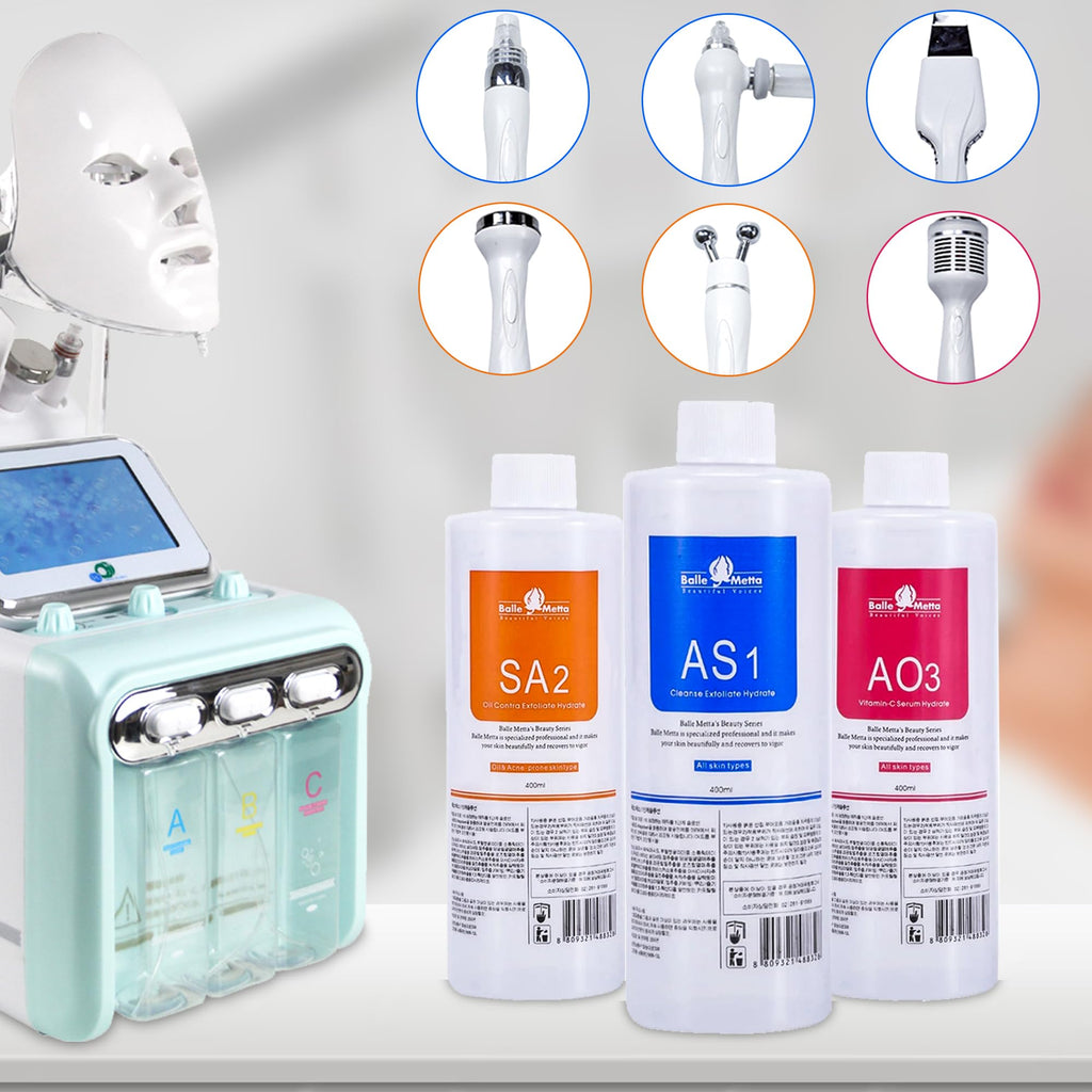 YMEYFAN AS1 Hydrate Solution for Facial Machine Hydrogen Oxygen Professional, AS1 SA2 AO3 Aqua Peeling Solution Serums for Hydration Face Cleaning, Face Skin Care, Hydrating, Exfoliate (400ml/3Pcs)