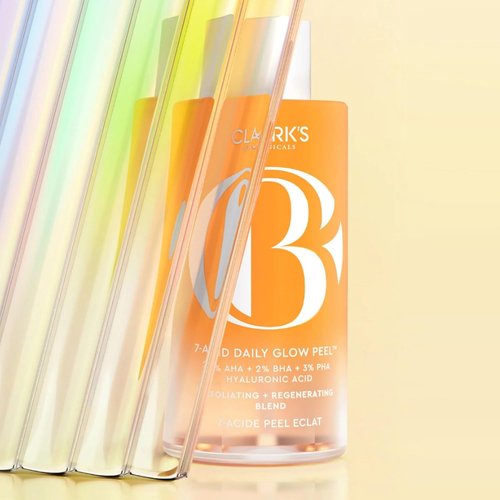 Clark's Botanicals 7-Acid Daily Glow Peel - AHA BHA Exfoliant for Brightening & Pore Purifying | 4.2 Oz