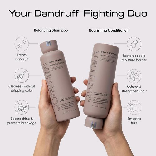 Jupiter Anti-Dandruff Shampoo | Nourishing Conditioner & Serum for Flaky, Itchy Scalp - Color-Safe, Sulfate-Free