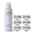 Flamingo Foaming Shaving Gel and Original Razor Blade Refill Cartridges - 6 Count - Shaving Razor Set for Women