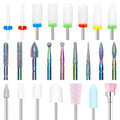 Modelones 24 Pcs Nail Drill Bit Set, 3/32” Ceramic Diamond Carbide Nail Drill Bits, Acrylic Gel Nail Bit Kit, Cuticle Remover Bits for Acrylic Gel Dip Powder Nail Manicure Pedicure