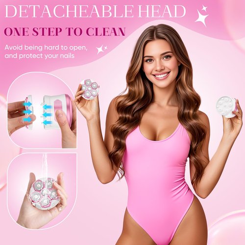 Electric Razors for Women, Flawless Electric Shaver for Women Legs, Magnetic Floating Heads Razor, Wet/Dry Hair Remover for Sensitive Skin, Easy to Use with Anti-Slip Strips, Pink