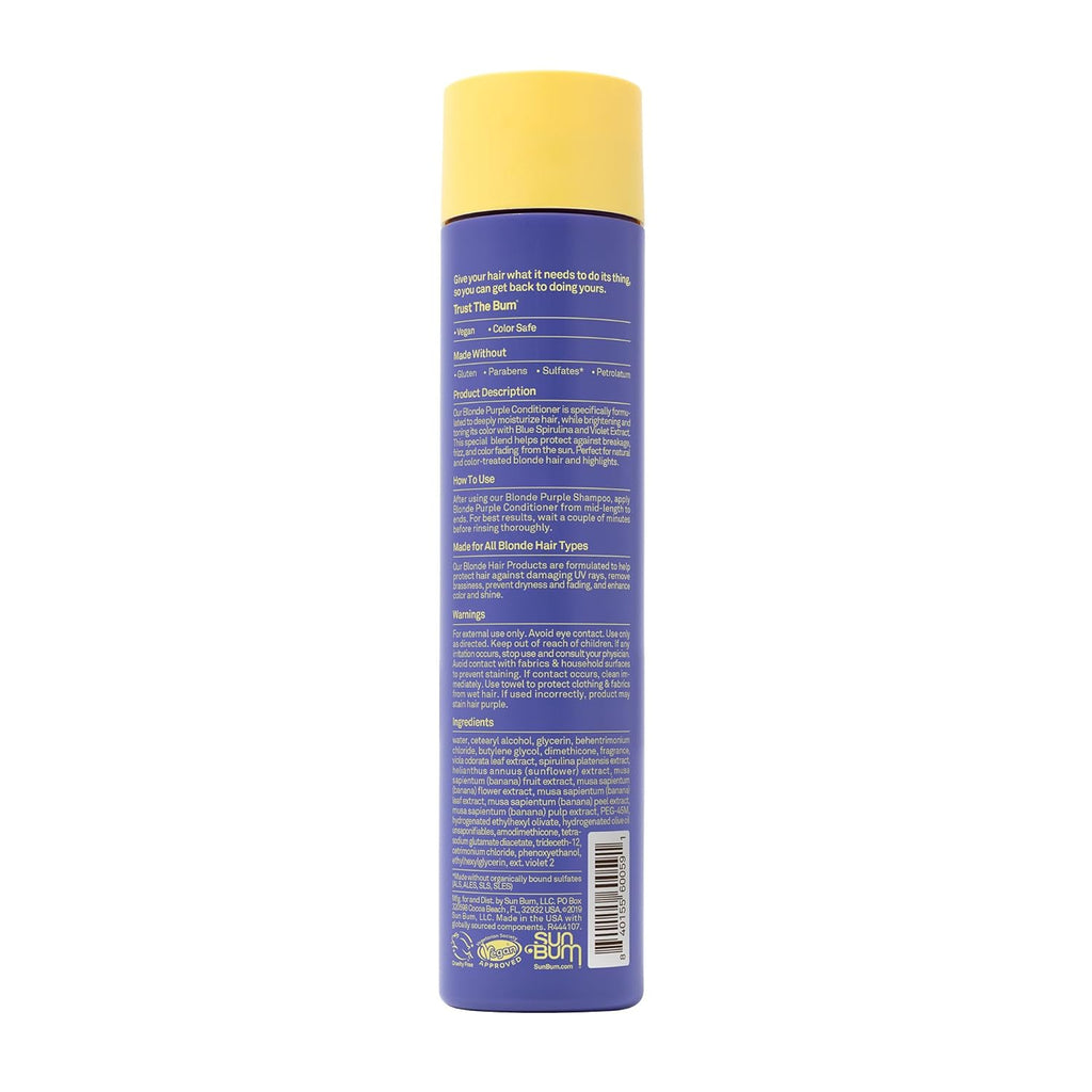 Sun Bum Blonde Purple Conditioner - Moisturizing & Brightening Formula - UV Protection & Color Toning for Blonde Hair - 10 oz