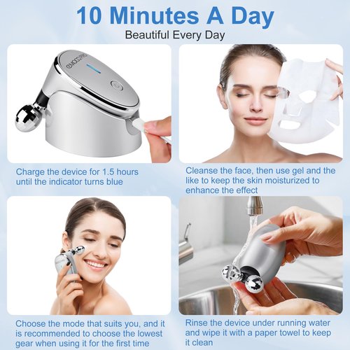 Facial Massager Electric Face Lift Device Sculpting Tool Double Chin Reducer Eliminator for Women Facial Rollers Luminesce Glow Gua Sha Tools For Face Neck Sculptor Roller for Wrinkles and Lifting