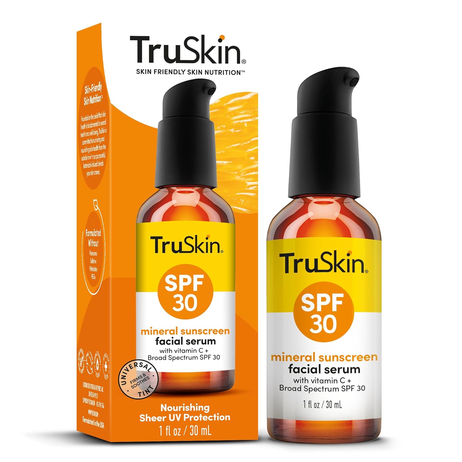 TruSkin Sunscreen Serum - SPF 30 Tinted Mineral Face Serum with Zinc Oxide & Vitamin C | 1 fl oz