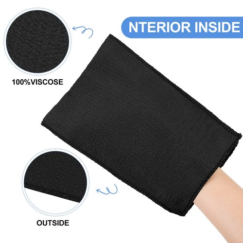 Tatuo 12 Pieces Korean Exfoliating Mitt Glove Italy Towel Body Skin Scrubber Exfoliating Scrubber for Remove Dead Skin Washcloth Korean(Large,Black)