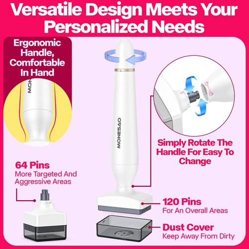 Derma Stamp, MONESAO Microneedling Stamp for Skin Face Hair Scalp Beard, Microneedle Dermastamp Tool with 2 Replacement Heads, Micro Needling Stamp Kit for Women and Men