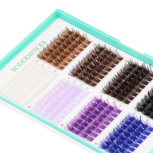 BODERMINCER D Curl False Eyelash Clusters, 8 Colors Collection, Individual Lash Extensions, 12-18mm Length For Beginner (B# 8 Colors-12-18mm D Curl)