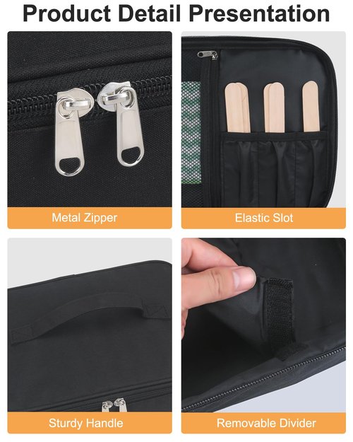 Meiiy Waxing Kit Bag,Wax Warmer Organizer Bag Wax Kit for Hair Removal Storage Bag Hair Removal Wax Tool Bag (Black)