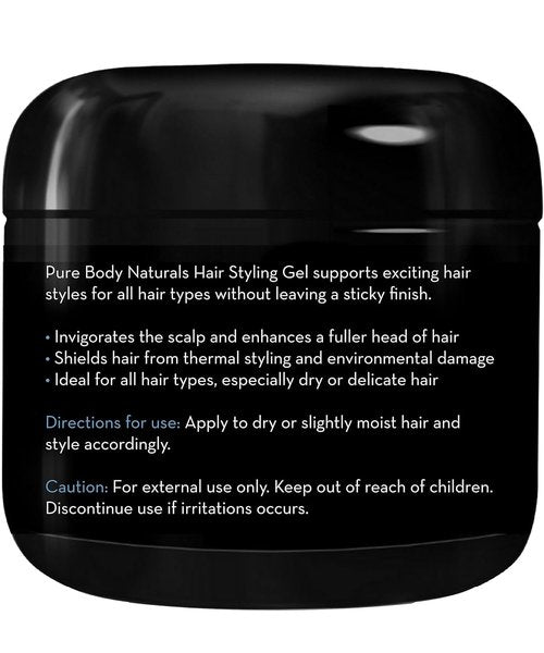 Pure Body Naturals Hair Gel for Men - Natural Aloe Formula for Firm, Healthy Hair | 4 Fl Oz