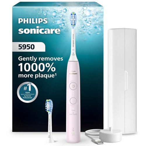 Philips Sonicare Electric Toothbrush - Pressure Sensor, 6 Settings, Travel Case | Light Pink, HX7132/03