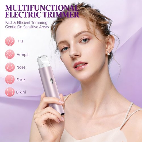 Electric Razors for Women, 2-in-1 Bikini Trimmer & Painless Hair Remover, IPX8 Waterproof Wet/Dry Cordless Shaver, Skin-Safe Blades, for Body Face Legs Underarms Sensitive Skin - Lavender Purple