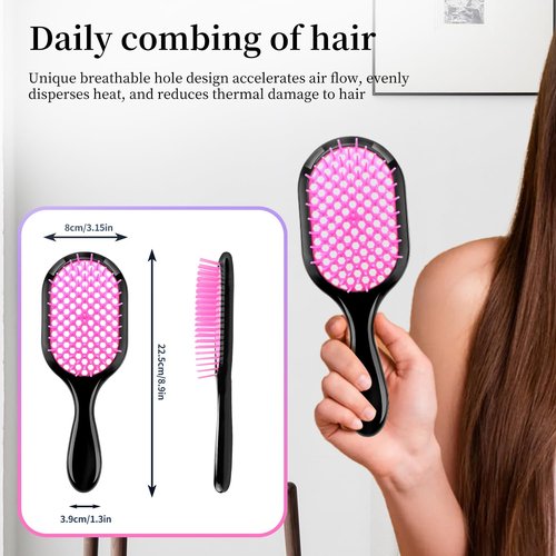 Skiennix Detangling Brush Set - Gentle & Effective for Wet or Dry Hair Types | Ultra-Light & Ventilated (Pink, Purple, Green, Black)