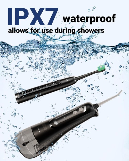 FUMEIKANG Water Flosser & Electric Toothbrush for Adults Oral Irrigator & Sonic Toothbrush 2-1 Oral Clean Kit (Black)
