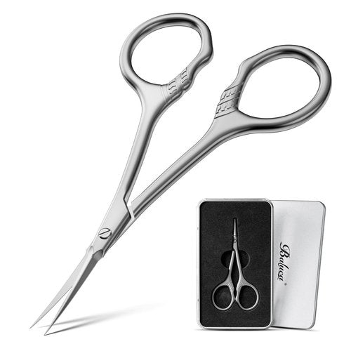 BALUCA Professional Extra Fine Curved Cuticle Scissors - Super Slim 3.9” Manicure & Grooming Scissors with Precision Tip for Nails, Cuticles, Eyebrows, Eyelashes, Dry Skin