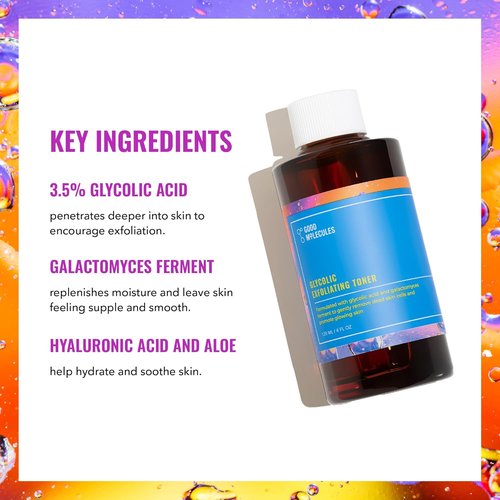 Good Molecules Glycolic Exfoliating Toner - Daily Facial Toner with Hyaluronic & Glycolic Acid for Glowing Skin