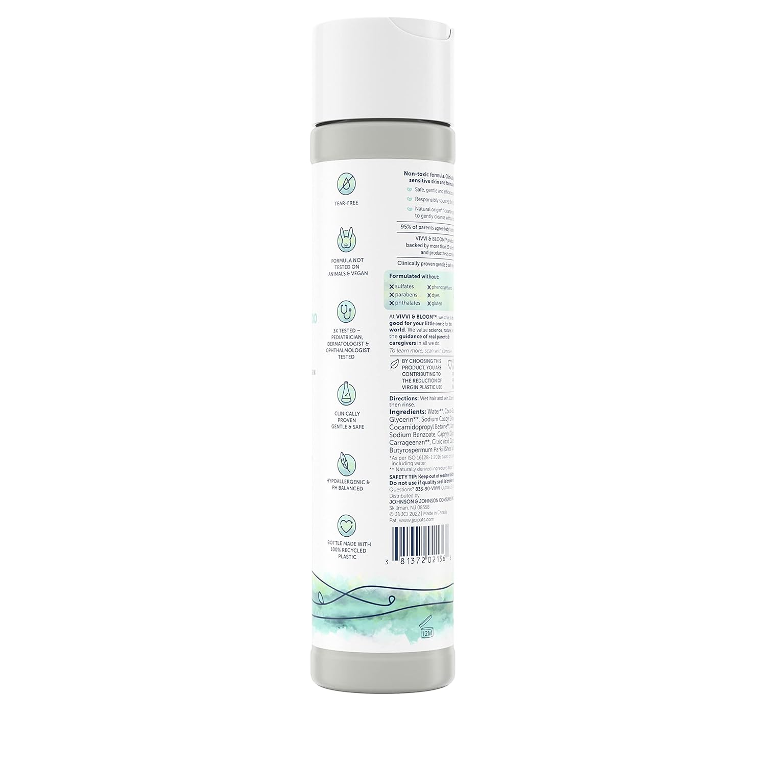 Vivvi & Bloom Gentle 2-in-1 Baby Wash & Shampoo - Fragrance-Free Cleansing Gel for Sensitive Skin, 10 fl. oz.