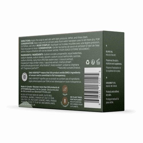 ATTITUDE Body Soap Bar - Natural Origin Formula with Coconut & Olive Oils | EWG Verified, Herbal Musk, 4 Oz