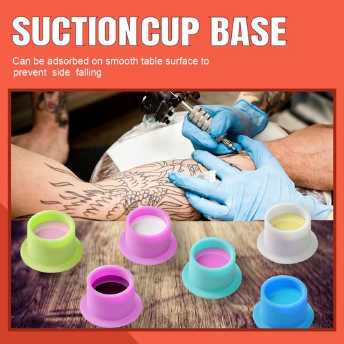 KVM 200pcs Tattoo Ink Cup Blue Disposable Silicone Tattoo Pigment Cup Eyebrow Eyeliner Lip Color Pigment Cup Tattoo Pigment Holder (Black)
