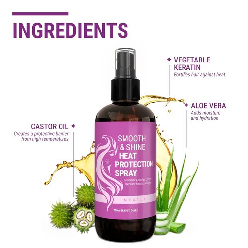 NEATLY Leave-In Keratin Heat Protectant Spray - Nourishing Frizz Control for Dry, Damaged Hair | 8.5 Oz