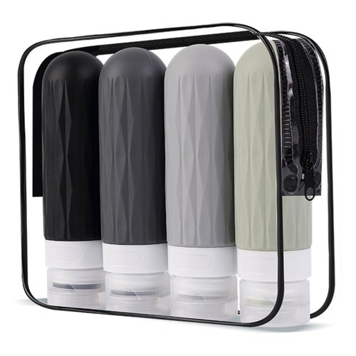IYYI Travel Bottles for Toiletries, TSA Approved Travel Size Containers, Silicone Toiletries Bottles, Leakproof, Refillable Containers Kits for Shampoo and Conditioner (Dark, 90, Milliliters)