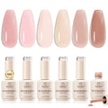 Beetles Rubber Base Gel Set - 6 Vibrant Colors | 5-in-1 Builder Base Coat for Strong, Flexible Nails - 15ml