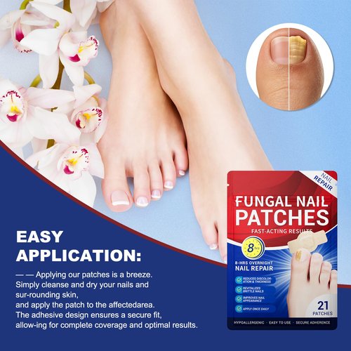 Toenail Fungus Treatment Extra Strength - 42 Pcs Fungal Nail Patches, nail repair patches-8-Hour Firm Adhesion, Nail Repair patches for Damaged Nails, Overnight Renewal for Men and Women