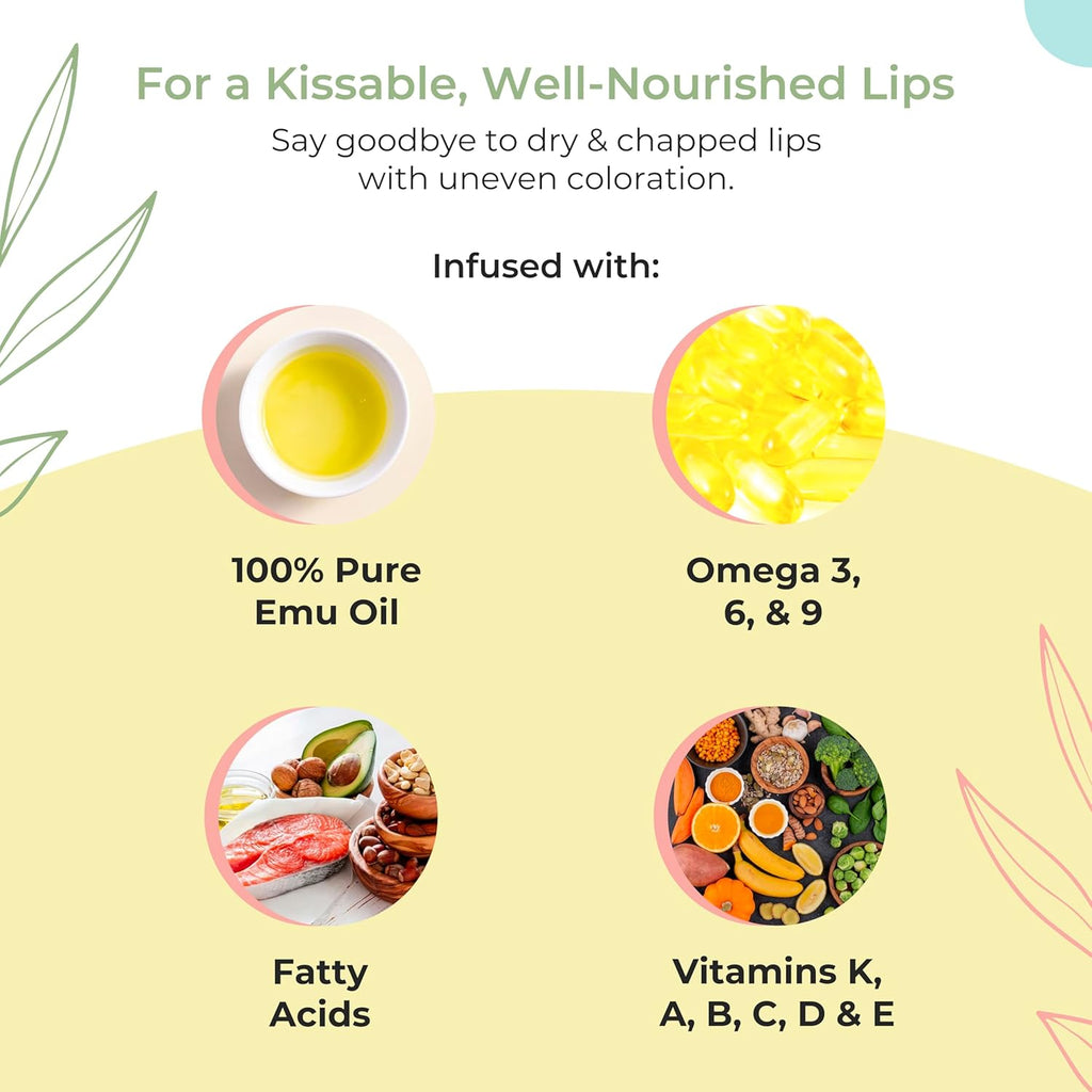 Y-Not Natural Emu Oil Moisturizing Lip Balm - Hydrating SPF50+ Protection, 15g Stick