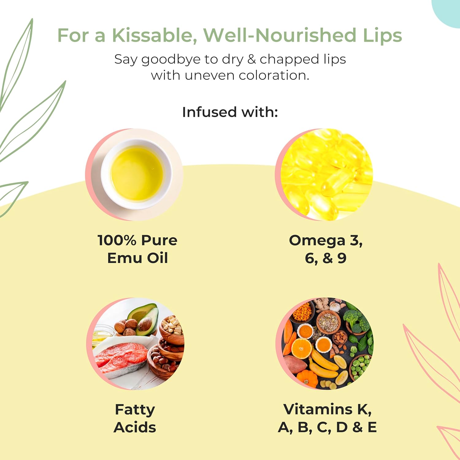 Y-Not Natural Emu Oil Moisturizing Lip Balm - Hydrating SPF50+ Protection, 15g Stick