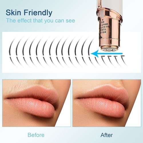 Facial Hair Removal for Women, Ladies Face Shaver for Upper Lip Chin and Peach Fuzz with USB Rechargeable Included 2 pc Replacement Heads