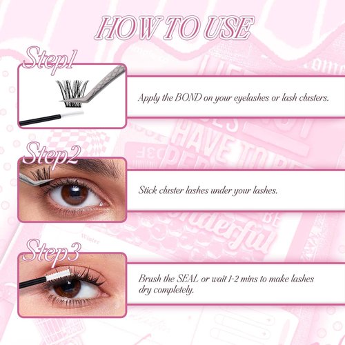 FADLASH Lash Clusters Volume Fluffy Lash Clusters 8-16mm Waterproof Lashes Clusters Comfortable Cluster Lashes DIY Reusable Cluster Eyelash Extensions for Beginners at Home