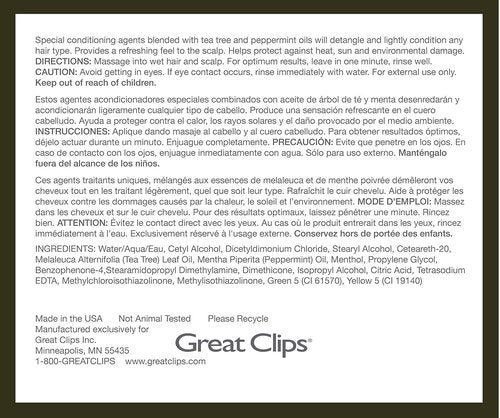 GREAT CLIPS Solutions Tea Tree Conditioner 32 fl oz | Tea Tree and Peppermint Oils | Detangle and Condition | For All Hair Types