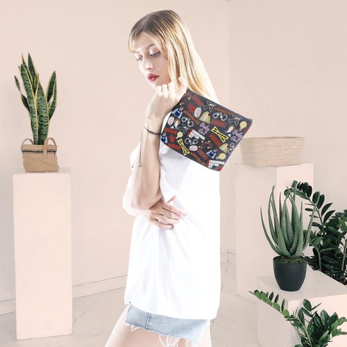 TV Show Inspired Gift TV Show Merchandise Zipper Pouch Spencer Lover Gift Crime Show Makeup Bag for Crime Fans(Crime TV Pattern Black)