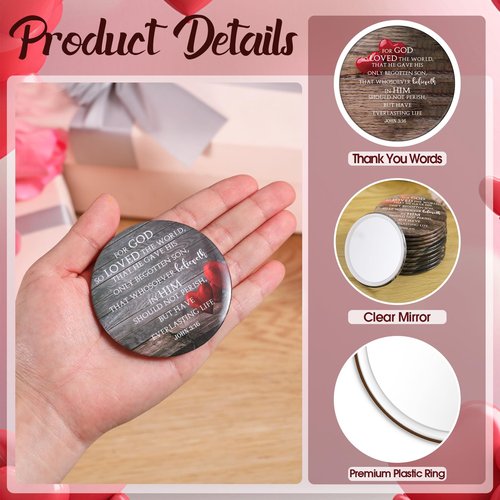 Geetery 30 Pcs Mothers Day Gifts Bulk for Church Compact Mirrors Bible Verse Makeup Mirrors Portable Purse Religious Gifts for Women Friends Office Coworkers Church Members Family