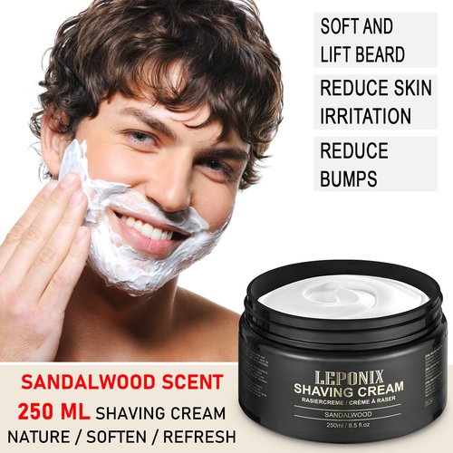 Shaving Cream Mens – 8.5oz Extra Large Shave Cream - Rich Lather Prevents Razor Burn & Irritation, Moisturizes Dry Skin - Gentle Formula for Seniors - Secret Santa Gifts