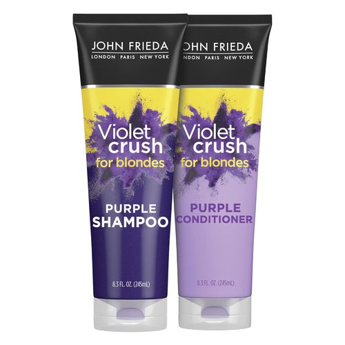 John Frieda Violet Crush Purple Shampoo & Conditioner Set - Neutralizes Yellow Tones for Blonde Hair, 8.3 Oz, Pack of 2