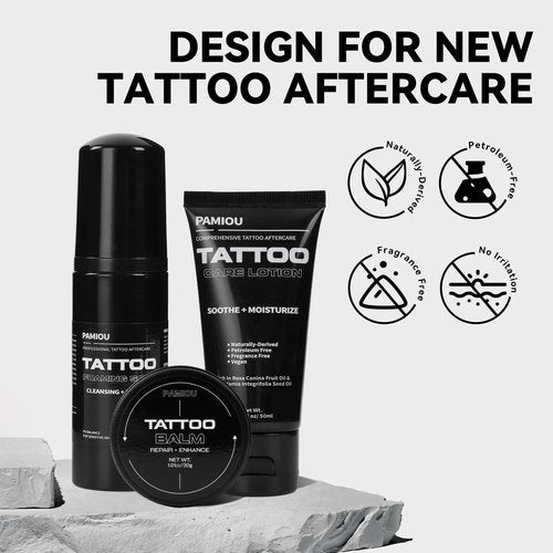 Pamiou Tattoo Aftercare 3 In 1 Set For New Tattoos, Include Tattoo Balm, Tattoo Lotion and Tattoo Soap, Quick Healing, Soothing, Naturally-Derived, Petroleum-Free, Fragrance Free (3 Piece Set)