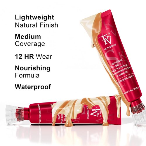FV Waterproof Liquid Foundation - Hydrating, Lightweight Makeup for Normal & Dry Skin | Nourishing Ivory, 30ml