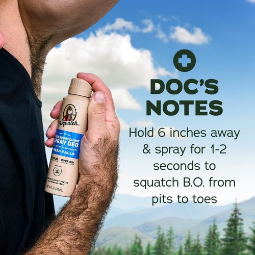 Dr. Squatch Natural Men’s Deodorant - Quick-Dry, Aluminum-Free Formula | Fresh Falls, 4oz (2-Pack)