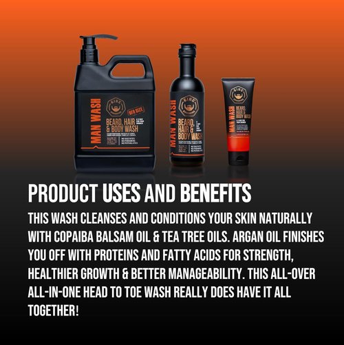 GIBS Grooming - 3-in-1 Man Wash Soap | Citrus Oak Basil Scent - Sulfate-Free with Tea Tree & Hemp Oil